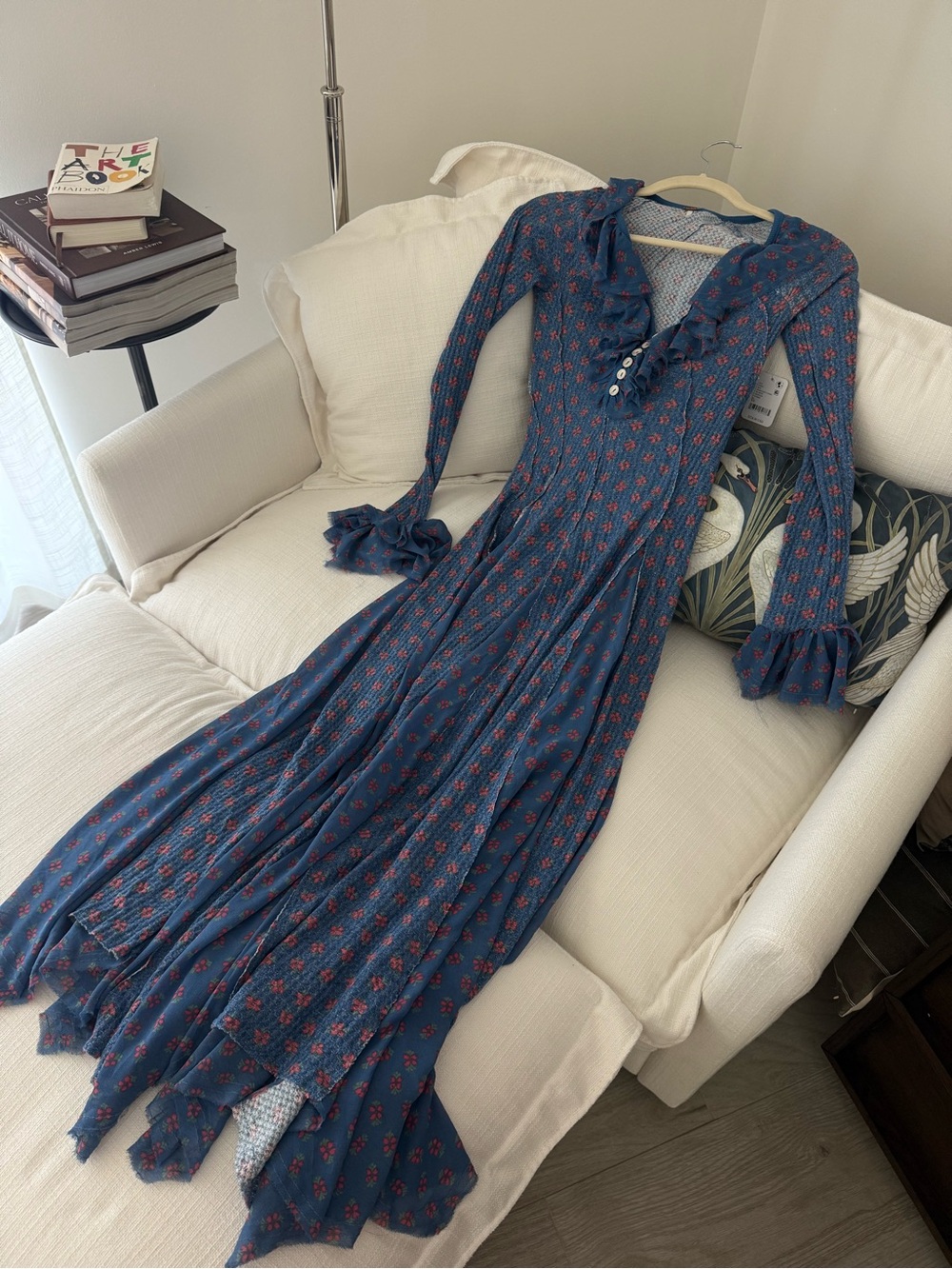 Free People Blue Floral Ruffle V-Neck Maxi Dress - Picture 4 of 4